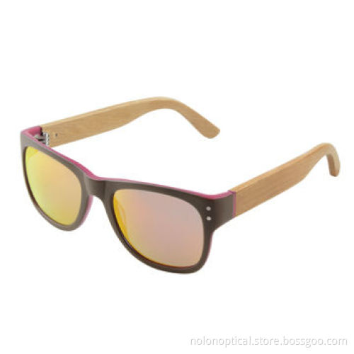 2014 fashionable coating ladies sunglasses with wood temple